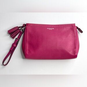 COACH Fuchsia Leather Clutch Wristlet with Double Tassels
